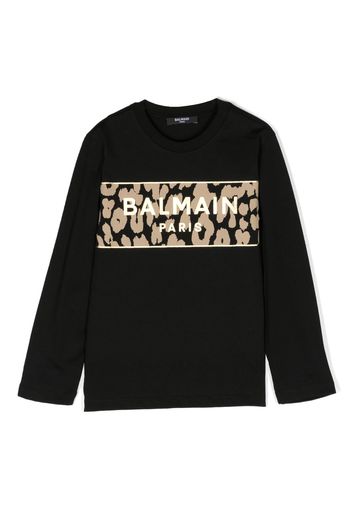 Balmain Kids logo-print cotton sweatshirt - Nero