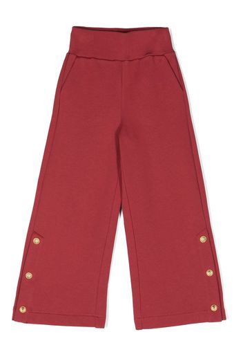 Balmain Kids decorative-buttons wide-leg cotton trousers - Rosso