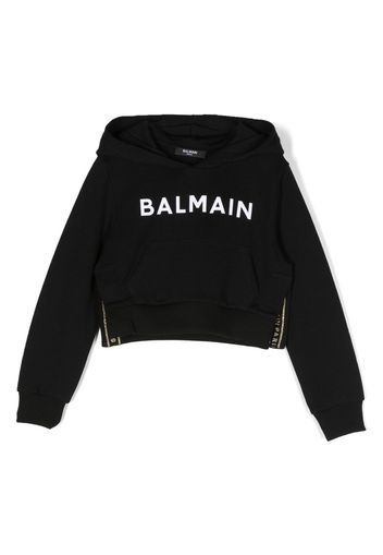 Balmain Kids logo-print cotton hoodie - Nero