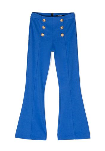 Balmain Kids decorative-button flared trousers - Blu