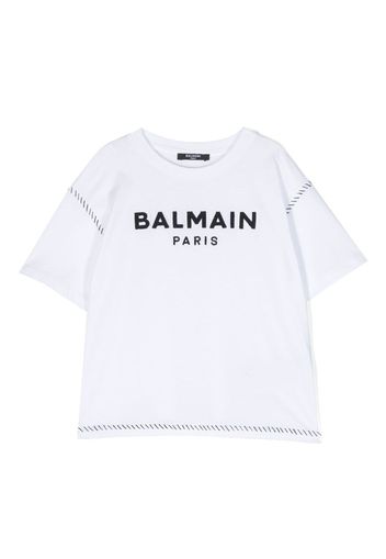 Balmain Kids logo-embroidered cotton T-shirt - Bianco