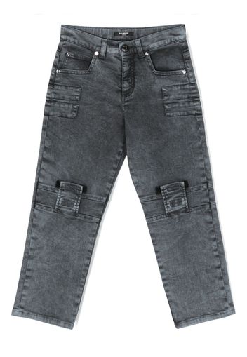 Balmain Kids panelled slim-cut jeans - Grigio