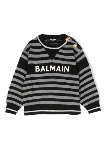 Balmain Kids logo-print virgin wool jumper - Nero