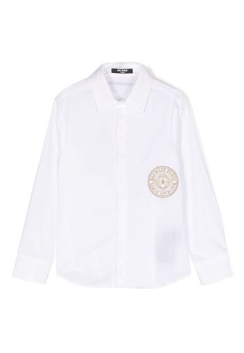 Balmain Kids logo-embroidered cotton shirt - Bianco