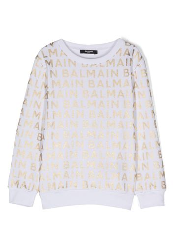 Balmain Kids logo-print cotton sweatshirt - Bianco