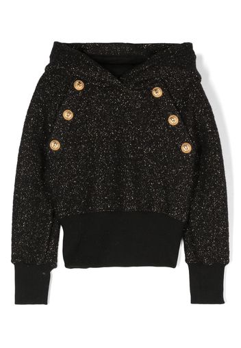 Balmain Kids glitter-detail wool-blend hoodie - Nero