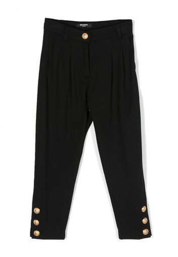 Balmain Kids buttoned-cuff high-waisted trousers - Nero