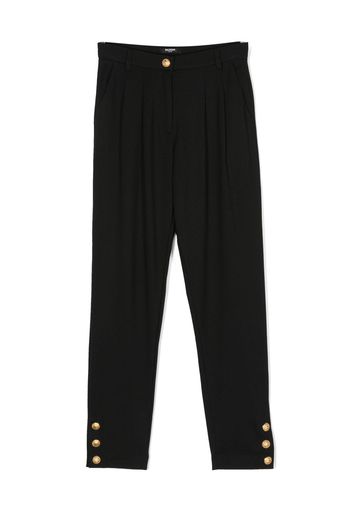 Balmain Kids buttoned-cuff high-waisted trousers - Nero