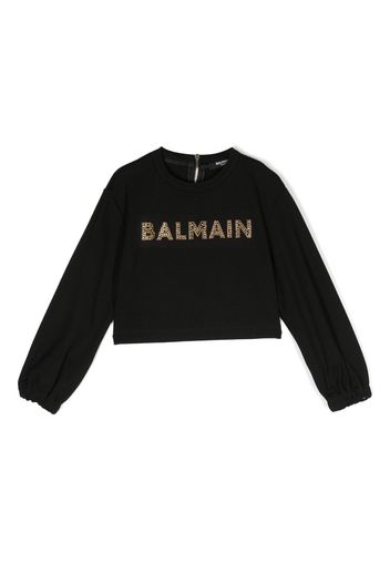 Balmain Kids T-shirt a maniche lunghe con decorazione - Nero