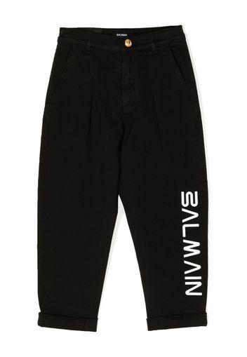 Balmain Kids Jeans dritti con stampa - Nero