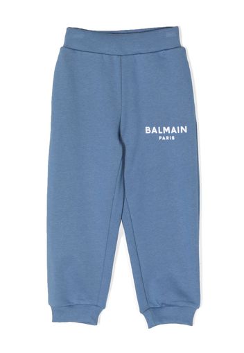 Balmain Kids logo-print cotton track pants - Blu