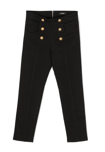 Balmain Kids embossed-button detail trousers - Nero