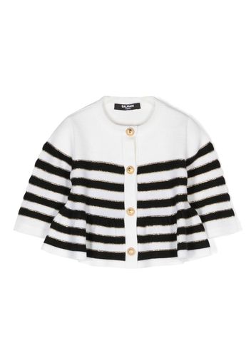 Balmain Kids striped peplum cardigan - Bianco