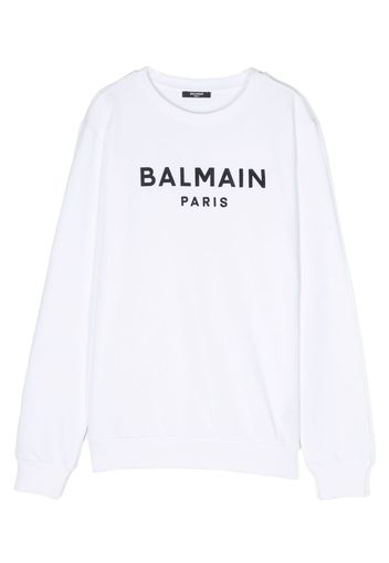 Balmain Kids logo-print cotton sweatshirt - Bianco