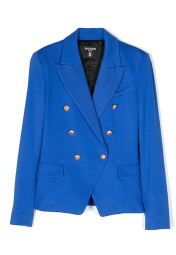 Balmain Kids embossed-button double-breasted blazer - Blu