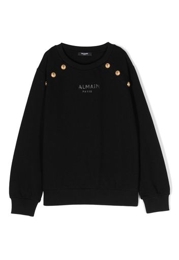 Balmain Kids logo-print distressed-effect sweatshirt - Nero