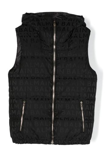 Balmain Kids monogram-jacquard padded gilet - Nero