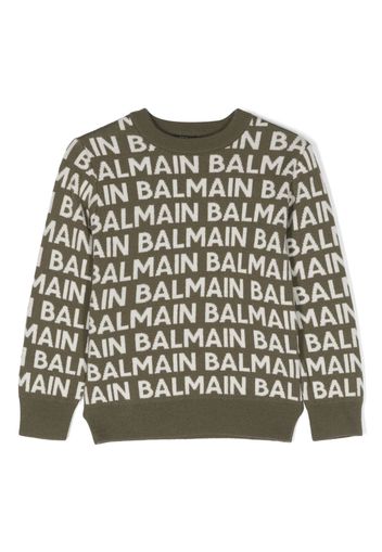 Balmain Kids Maglione con logo - Verde