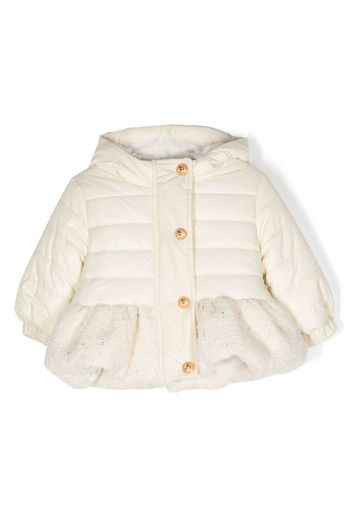 Balmain Kids padded tweed-detail hooded coat - Bianco