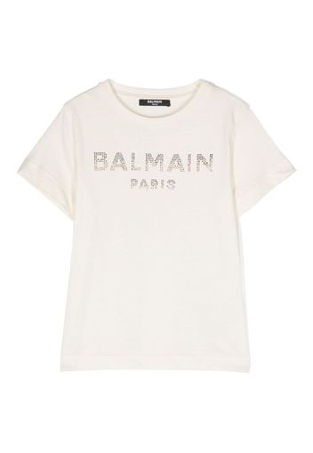 Balmain Kids rhinestone-embellished logo T-shirt - Bianco