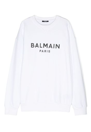 Balmain Kids logo-print cotton sweatshirt - Bianco