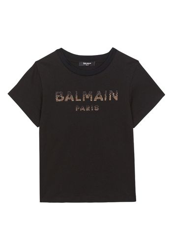 Balmain Kids T-shirt con strass - Nero