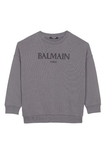 Balmain Kids logo-detail cotton sweatshirt - Grigio