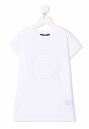 Balmain Kids logo-embossed T-shirt dress - Bianco