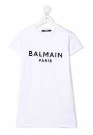 Balmain Kids Abito modello T-shirt con paillettes - Bianco