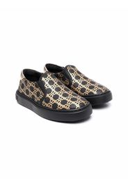 Balmain Kids monogram-print slip-on sneakers - Nero