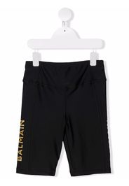 Balmain Kids logo-print cycling shorts - Nero