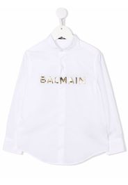 Balmain Kids logo-lettering long-sleeve shirt - Bianco