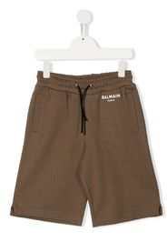 Balmain Kids logo print track shorts - Marrone