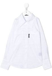 Balmain Kids logo-patch long-sleeve shirt - Bianco