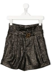 Balmain Kids metallic high-waisted shorts - Nero