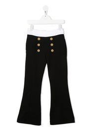 Balmain Kids button-detail zipped flared trousers - Nero