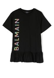 Balmain Kids logo-print T-shirt dress - Nero