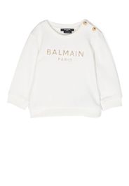 Balmain Kids glitter-logo cotton sweatshirt - Bianco