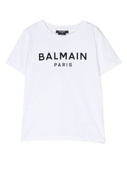 Balmain Kids flocked-logo cotton T-shirt - Bianco
