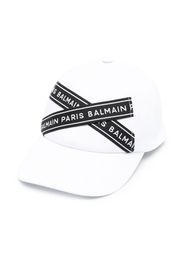 Balmain Kids logo-tape baseball cap - Bianco