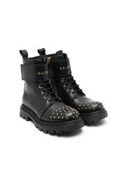 Balmain Kids stud-embellished lace-up boots - Nero