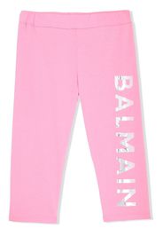 Balmain Kids logo-print jersey leggings - Rosa