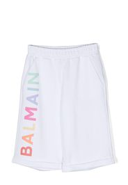 Balmain Kids logo-print Bermuda shorts - Bianco