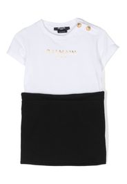 Balmain Kids embroidered-logo embossed buttons shorties - Nero