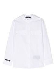 Balmain Kids logo-patch long-sleeve shirt - Bianco