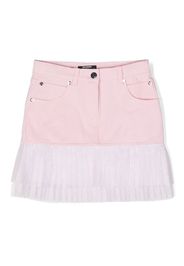 Balmain Kids tulle-panel stretch-cotton skirt - Rosa