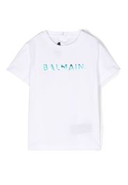 Balmain Kids iridescent logo-print cotton T-shirt - Bianco