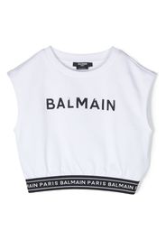 Balmain Kids logo-print cotton top - Bianco