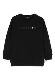 Balmain Kids logo-print long-sleeve cotton sweatshirt - Nero