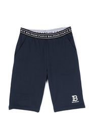 Balmain Kids logo-waistband shorts - Blu